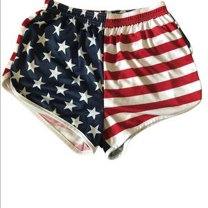 Juniors Soffe American Flag Shorts In Size Large